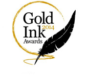 Logo of the Gold Ink Awards for outstanding print quality in 2013.